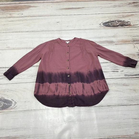Pure Jill Button Up Tunic Blouse Ombre Red Purple Size Large L - Picture 11 of 16